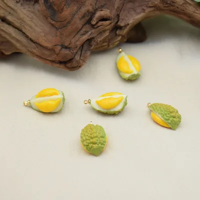 Epoxy Resin Jewelry Accessories Personalized Fruit Pendant Paintings of Durian and Fig Earrings Pendant Jewelry Accessories