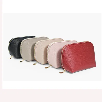 Wholesale Custom Logo PU Leather Half Moon Zipper Mini Cosmetic Pouch Lipstick Coin Purse Jewelry Earphone Storage Makeup Bag