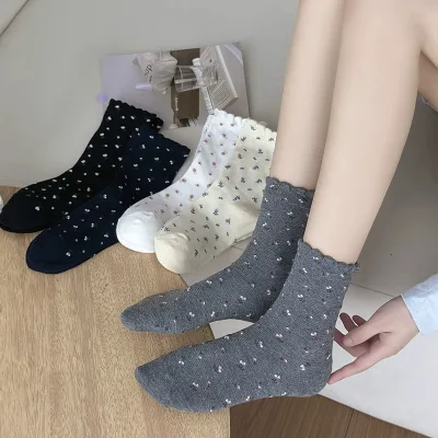 Wholesales Spring Summer Sweet Style Floral Mid-Calf Socks Gentle Lace All-Match Boneless Mid-Calf Socks