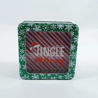 Wholesale Christmas Metal Tin with Clear Window, Bulk Supply Food Grade Snowflake Cookie Tins, Competitive Price