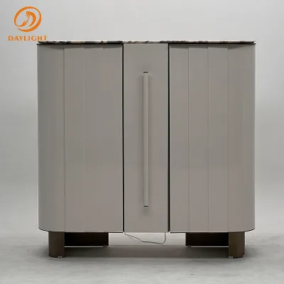 Italian Light Luxury Marble Wine Cabinet Stainless Steel Frame Buffet Cabinets Modern Dining Room Furniture for Villa