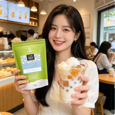 High Quality 1kg Bag Milk Taste Snow Ice Mix Powder Fast Making Shaved Ice Material for Beverage Store Commercial Use