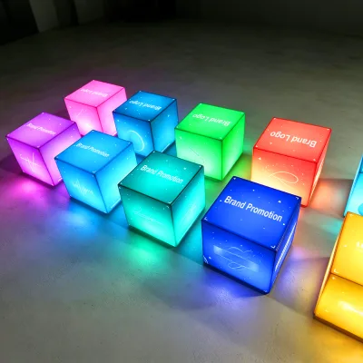 Custom Printed LED RGB Cube Light Rechargeable Glow Cube Lamp for Brand Anniversary Celebration Business Gift LED Cube Light