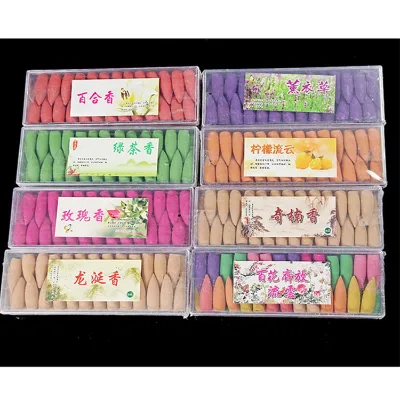 50PCS Floral Backflow Incense Cone With Tray Colorful Fragrance Scent Tower Incense Mixed Scent Aromatherapy Fresh Air Ar