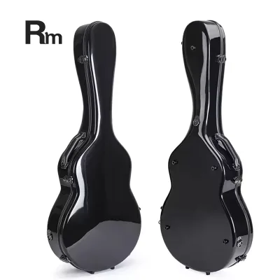 SUN 02-C2 Lightweight Fiberglass Classical Guitar Hard Case with Black Gel Coat Exterior and Leather Handle