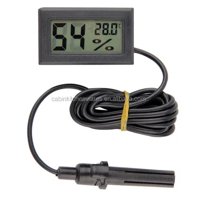Digital LCD Thermohygrometer Hygrometer Humidity Meter Tester Temperature 2 X 1.5v LR44 Button Cell Battery Black / White Cabin