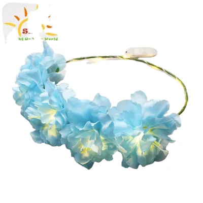 20cm LED Floral Wreath with 10 Lights & 3 Modes Battery-Powered for Wedding/Party Decor