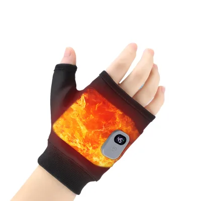 360 Degree Thermal Heated Fingerless Gloves Rechargeable 3 Levels Winter Warming Mittens for Sports Gaming Working