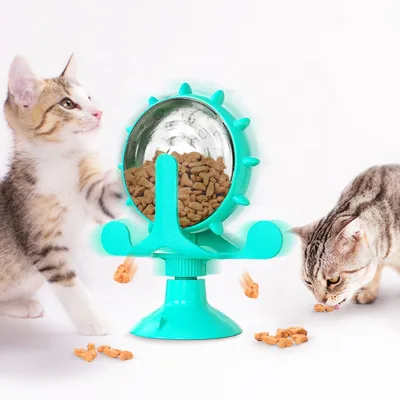 New Products Spin Turntable Pet Kitten Toy Cat IQ Training Puzzle Toys Leaking Food Feeder Sucking Disc Toy for Cats