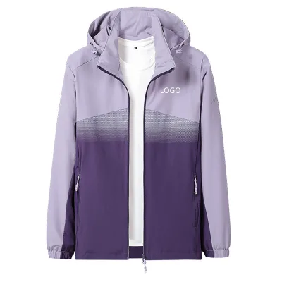 Unisex XL Jacket Lightweight Quick Dry Zipper Stand Waterproof Print Pocket Men's Autumn Outdoor Activities Fabric