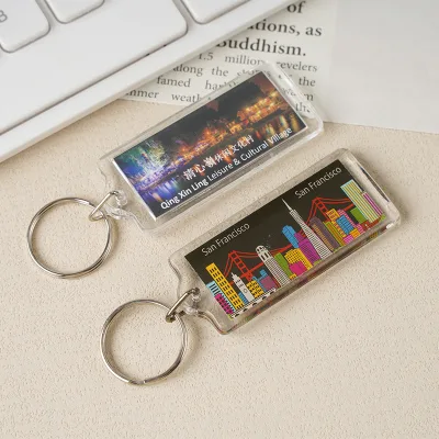 Custom Clear Acrylic Keychain Logo Cartoon Epoxy Keychain Charm Stand Plastic Key Chain Anime Acrylic Keychain Custom