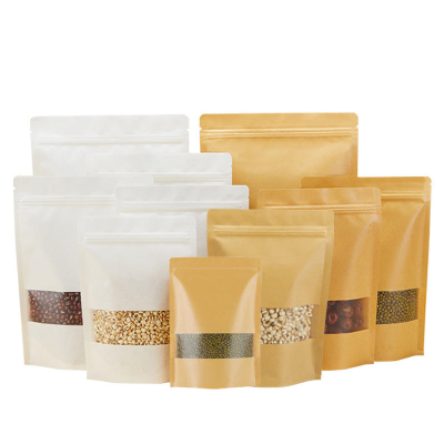 Customized Kraft Paper Bag Window Disposable Potted Plant Brown Food Snacks Packaging Features Gravure Printing Logos Welcome