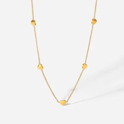 Personality Stainless Steel Heart Necklace 18K Gold Plated Choker Simple Necklace Women Fashion