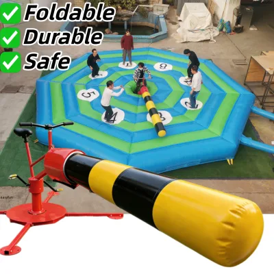 Wholesale Price Fun Indoor Games CE Certified Wipeout Inflatable Bike with Inflatable Mattress for Teambuilding