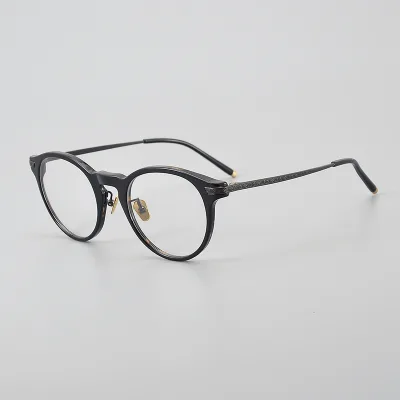 High Quality Literary Men's and Women's Glasses Acetate Pure Titanium Eyewear Frame Anti-blue Light Optical Glasses Wholesale
