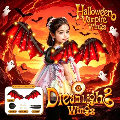 Hot Sale Halloween Simulation Vampire Bat Red Electric Flap wings with Lights Music Toys for Kid Cosplay Juguetes Para Los Ninos