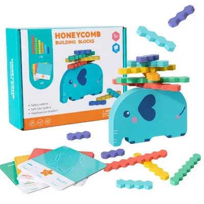 Cross-border Wooden Elephant Balance Blocks Early Educational Puzzle Ages 0-24 Months Parent-Child Interactive Block Set
