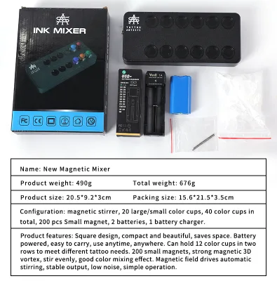 Magnetic Force Plastic Tattoo Pigment Wireless Battery Operated Tattoo Ink Mixer Shaker
