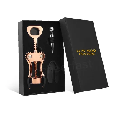 New Arrival Wing Corkscrew Red Wine and Beer Bottle Remover Opener Gift Set Rose Gold Metal Wing Shaped Bottle Opener