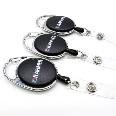 Hot Sale Heavy Duty Custom Shape Badge Reel ID Nurse Clip Scroll Keychain Retractable Metal Badge Holder Keyring Custom Color