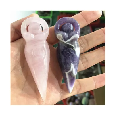 Wholesale natural quartz crystal crafts healing crystals stones rose quartz statue of Liberty for sale