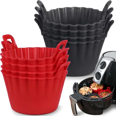 Air Fryer Accessories Silicone Reusable Non-Stick Cooking Ramekin Egg Tray Mold Poacher Muffin Liners Baking Pastry
