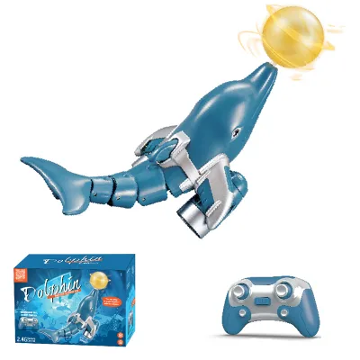2024 Wholesale SSimulation Dolphin Rc Animal Swimming Assembly Educational Remote Control Kit Toy Cool Gifts for Boys