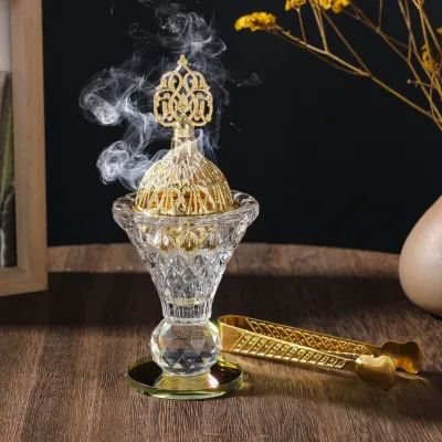 Crystal Incense Burner Attractive Bakhoor Burner Resin Burner Meditation Aromatherapy Ramadan Decor Crystal Bakhoor Burner