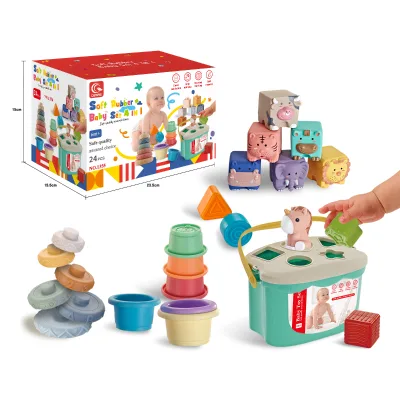 4 in 1 Eco-Friendly Soft PVC Educational Block Set Creative Thinking Learning Puzzle Toy EN71 Certified Toddler Gift