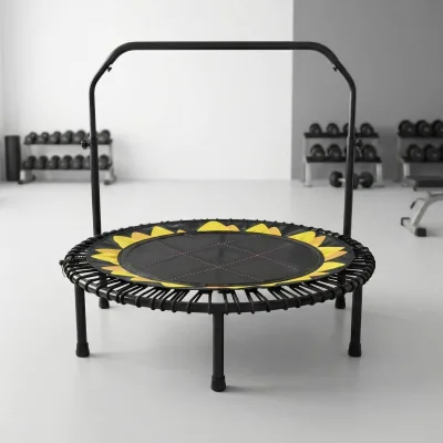 40Inch Vitality Petals Steel Folding Round Indoor Mini Trampoline with Door Armrest for Boys & Girls