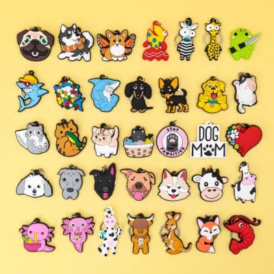 Manufacturer Factory 2D Flat Rubber Keychain Kawaii Dog Mom Cat Lovers Keyring, Cute Animal Key Chain for Backpack