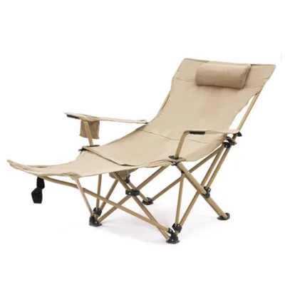 Outdoor Portable Garden Sun Lounge Folding Camping Chair Camping Outdoor Chaise Lounge Chairs With Cup Holder and Footrest