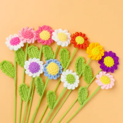 Girlfriends Valentine Gift Creative Eternal Flower Simulation Flower Finished Hand-crocheted Wool Woven Small Daisy Bouquet