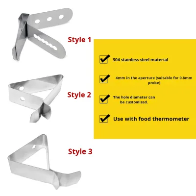 304 Stainless Steel Anti-Scalding Food Clip Bracket Barbecue Accessories Plastic Handle Water Cup Fixed Clip Thermometer Holder