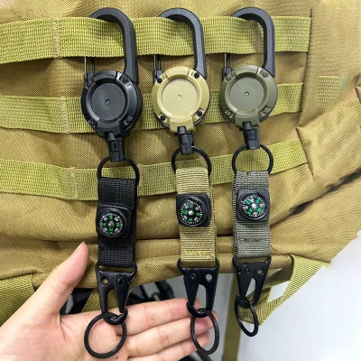 Retractable ABS Keychain with Compass Badge Reel & Heavy Duty Backpack Waterproof Lightweight Outdoor Gear