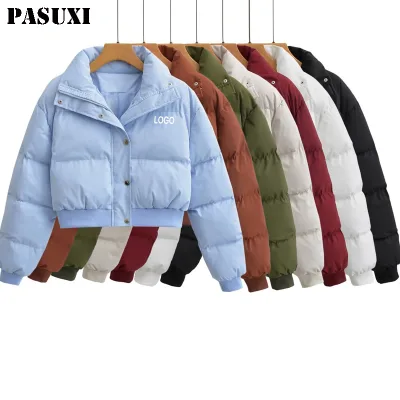 PASUXI 2026 Hot Sale Winter Warm Stand Collar Puffer Cotton Womens Zipper Down Jacket Fashion Casual Short Bubble Coat