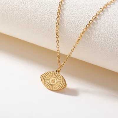Tarnish Free Real 18k Gold Plated Evil Eyes Pendant Necklace 316l Stainless Steel Eye Shape Necklace