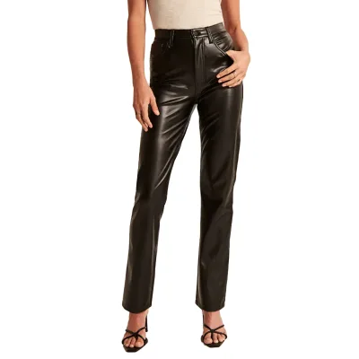 Hot Selling Autumn and Winter New Women's Long Straight Leg Casual PU Black Office Leather Pants