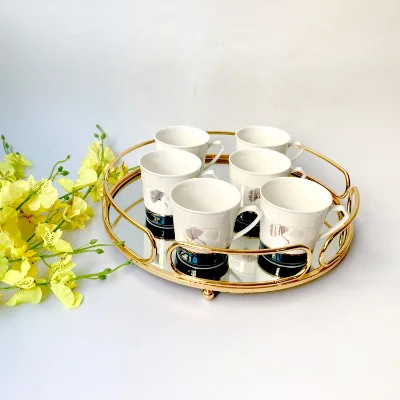 New Design Home Decor Round Rectangle Oval Glass Metal Luxury Jewelry Storage Trays