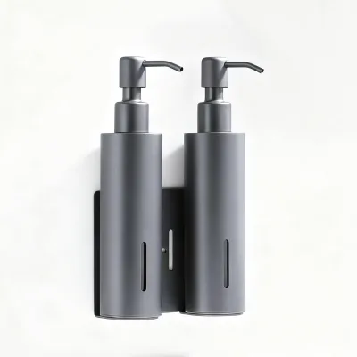 Dual-Chamber Wall-Mounted Dark Gray Soap Dispenser Sleek & Space-Saving