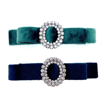 Wholesale Retro Velvet Ribbon Double Layer Rhinestone 9.5cm Ponytail Clip Bow Top Clip Diy Hair Clip Accessories