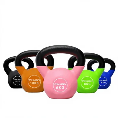 Professional Fitness Women's Solid Cast Iron Kettlebell Plastic Coating for Glute Exercises 8kg/6kg Swing Yoga Equipment
