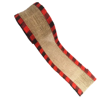 2.5inches Width 3Yards Long 100% Jute Eco-Certified Woven Fabric Ribbon for Wedding Home Decor 60GSM