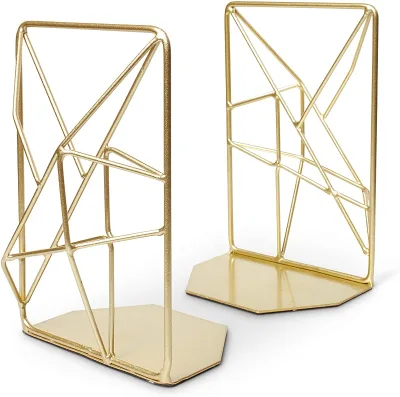 Gold ,Rose Gold ,white ,black Color Geometric Design Custom Metal Brass Decorative Bookends