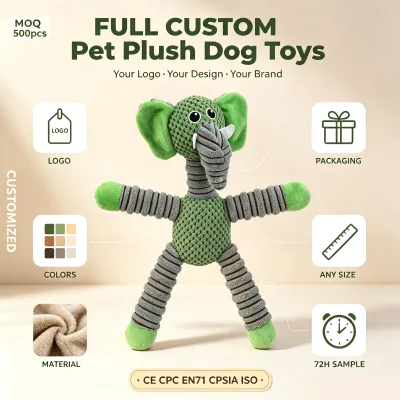 Dog-Bite-Resistant Plush Squeaky Toy with Molar Feature Big Letter Bear Pig Elephant Animal Design for Dogs