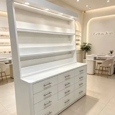 Fashionable Design, Simple Multi-layer Board Nail Polish Glue Display Cabinet, Easy to Clean, with LED Lighting