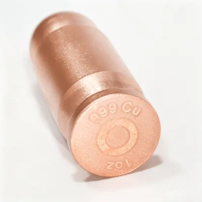 Wholesale Custom 1oz Pure Copper Bullet Tube Shape Relief Metal Souvenirs for Hobby Collection Gift