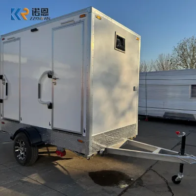 Portable Toilet Trailer Two Room Fiberglass Mobile Restroom with Air Conditioning and Large Water Tanks