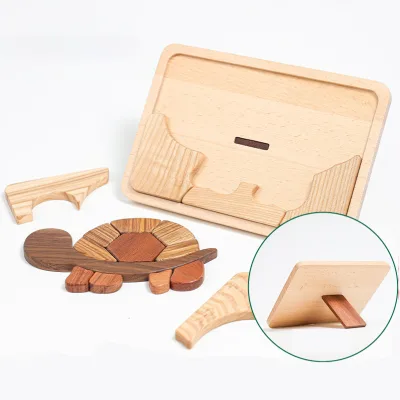 High Quality Unpainted Solid Wood Puzzle Innovative Shapes Vertical Design Early Education Toy for Children