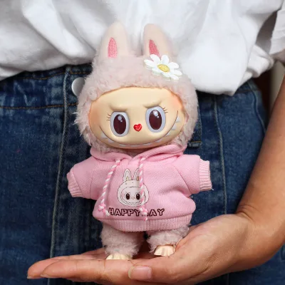 Labubu Vinyl Pendant 17cm Doll Clothes Hoodie Vests Outfit